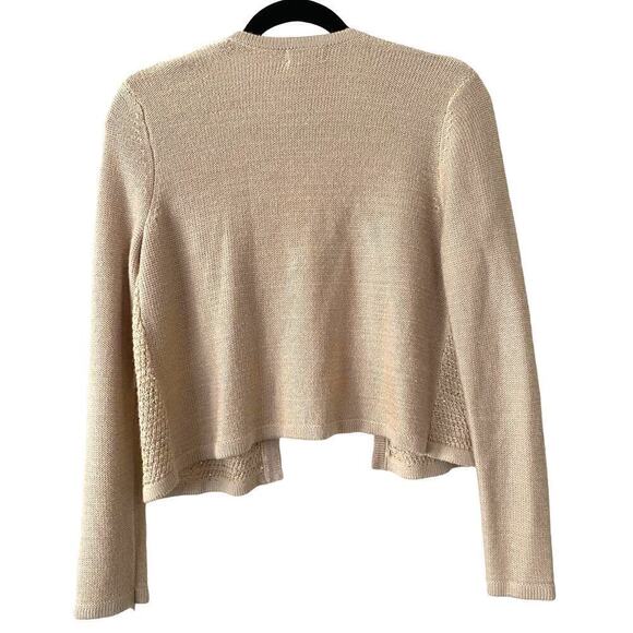 Petite Charter Club Open Front Gold Sequin Knit Cardigan - Size Medium - Picture 2 of 3